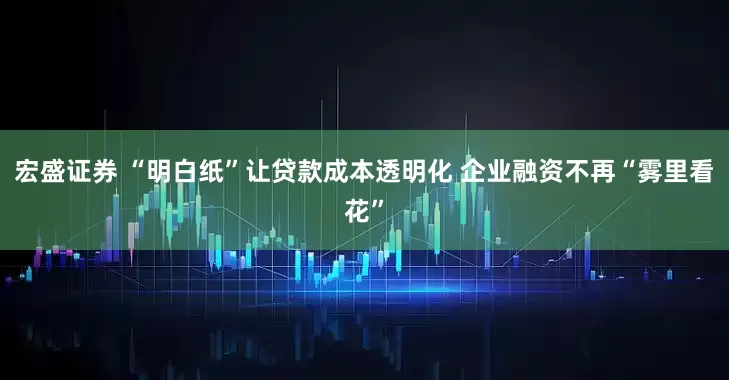 宏盛证券 “明白纸”让贷款成本透明化 企业融资不再“雾里看花”